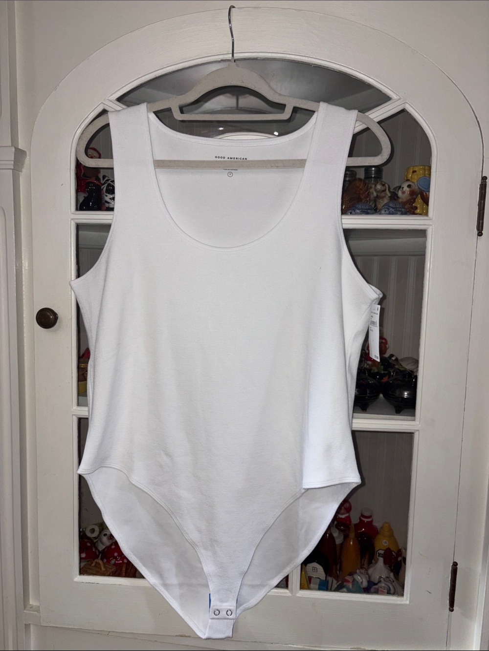 NWT Good American White Scoop Neck Stretch Bodysuit Fits 2x